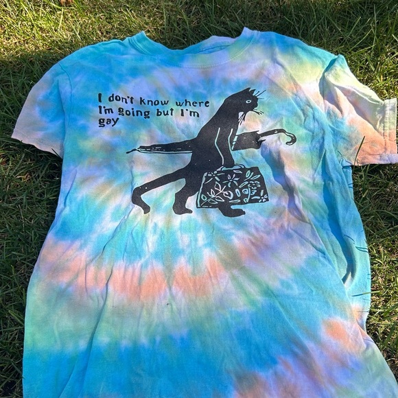 boxlunch Tops - Cat Walking Away, Tiedye shirt
